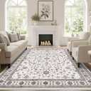 GarveeHome Beige Brown Area Rug 8x10 Washable Living Room Vintage Rug