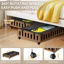 Gashell 2 Pack Bamboo Under Bed Storage with Wheels, 39x20x7.8 Lager Under Bed Storage Containers (Brown)