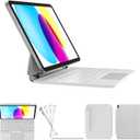 RAYMCRAFT for iPad 11th(A16, 2025)/10th Generation Case with Keyboard, Magic Keyboard 2022, Springy Backlit Keys, Stain-Resistant Surface, Multi-Touch Trackpad, White