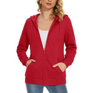 MAGCOMSEN Women's Fleece Lined Zip Up Hoodies Casual Hooded Jacket Workout Full Zip Sweatshirts Pocket Coats Size M