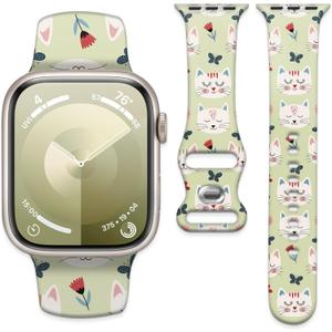 Sport Watch Band Compatible with Apple Watch 38mm 40mm 41mm, Waterproof Adjustable Soft Silicone Replacement Smartwatch Band for iWatch Series 10 9 8 7 6 5 4 3 2 1 Ultra for Women & Men