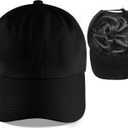 Leotruny Baseball Cap Satin Lined: Silk Lining Help Prevent Frizz Breakage - Sport Adjustable Hat for Women (Black)