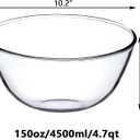 4.7QT Large Glass Mixing Bowl Clear Glass Salad Cooking Bowls for Sourdough, Salad and Storage Prepping and Baking