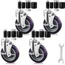 5 Inch Expanding Stem Caster Wheels Set of 4 for Table Legs, Expandable Stem Caster All with Brake Fit 7/8", 1", 1-1/2" and 1-5/8" Inner Diameter Tube Leg Adapter Caster