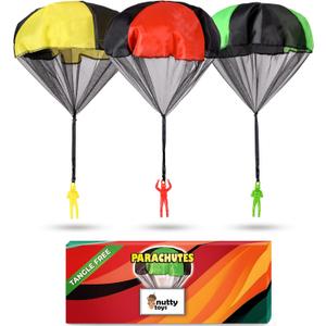 nutty toys Parachute Toys for Kids - Tangle Free Outdoor Flying Parachute Men, Top Indoor & Outside for 3 4 5 6 7 8 9 10 11 12 Year Old, Best Easter Basket Stuffers Idea 2025, Unique Boy & Girl Gifts