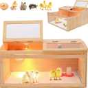Large Chicken Brooder Box for Chick,Wooden Brooder Box 32" with Bulb Set and Thermometer - Accommodates Up to 25 Chicks-Ideal for Ducks,Quails,Hamsters,and Lizards32x16x16 Inches