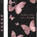 for Samsung Galaxy A55 5G Case Creative Design Flower Pattern A55 5G Case Slim Soft Silicone Protective Samsung A55 5G Phone Cover 6.6 inch-Butterfly Black