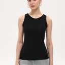 BQTQ 5 Pack Womens Crewneck Tank Tops High Neck Tank Tops Sleeveless Slim Fit Basic Tanks Top Ladies Undershirts (XXL)
