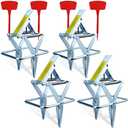 Metal Mole Trap with Spring-Loaded Mechanism, Mole Trap Killer, Mole Traps That Kill Best, 4-Pack Red Markers