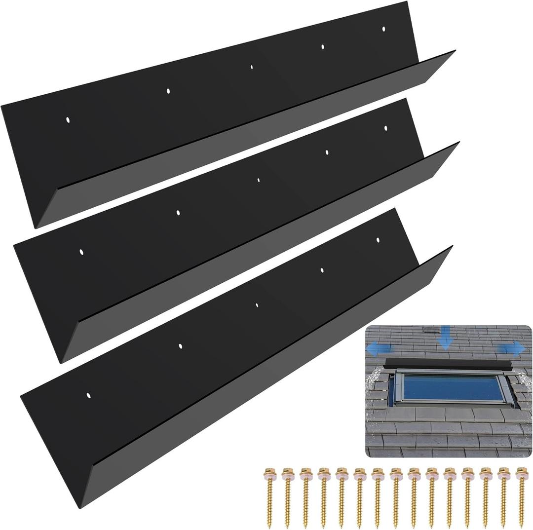 3 pcs Rain Diverter for Roof, 3.2ft Rain Gutter Diverter, Roof Rain Diverter for Shingles Roofing, Roof Chimneys, Doorways, Windows and Roof Vents