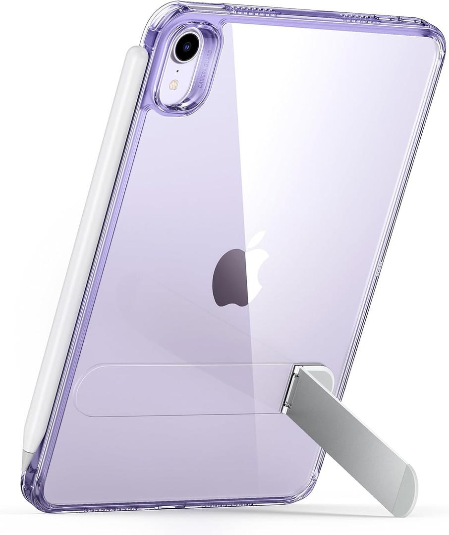 ESR for iPad mini 7 A17 Pro Case, iPad mini 7th/6th Generation Case with Stand(2024/2021), 3 Stand Modes, Slim and Light, Drop Safe, Supports Pencil Pro & Pencil (USB-C), Purple Clear