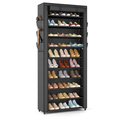 VTRIN Vertical Narrow Shoe Rack Organizer Tall Shoe Rack for Closet Entryway 10 Tier Non-Woven Cover Shoe Shelf Holds 36-41 Pairs Free Standing Shoe Storage Cabinet with Dustproof Cover, Black
