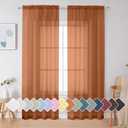 Simplebrand Orange Sheer Curtains 84 Inches Long, Light Filtering Rod Pocket Solid Color Window Sheer Curtain Panels, Elegant Curtains & Drapes for Living Room, Bedroom 2 Panels (42" W x 84" L)