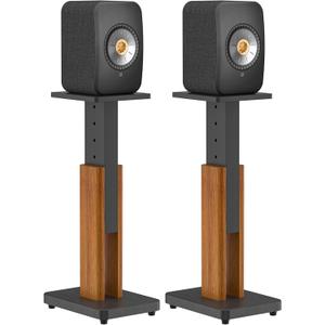 Height Adjustable Speaker Stands Pair for KEF LSX II Wireless HiFi Speaker Stand - Heavy Duty Wood Grain Floor Speaker Stand for KEF LSX II Speaker Stand Hold Up to 50 LBS with Cable Clips