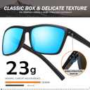 Square Polarized Sunglasses for Men Vintage Style Driving Travel Sun Glasses Lightweight Frame UV Protection Goggles
