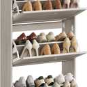 VASAGLE Shoe Storage Cabinet with 3 Flip Drawers, Slim, Holds 12‑20 Pairs, 9.5"D x 23.6"W x 47.7"H-shoe cabinet