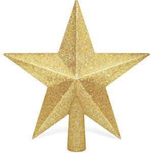 Christmas Tree Star Topper, 8" Gold Xmas Star Tree Decorations, 3D Shatterproof Bethlehem Star Tree Topper Decorations, Waterproof Christmas Tree Topper Decor for Holiday Home Outdoor Ornament