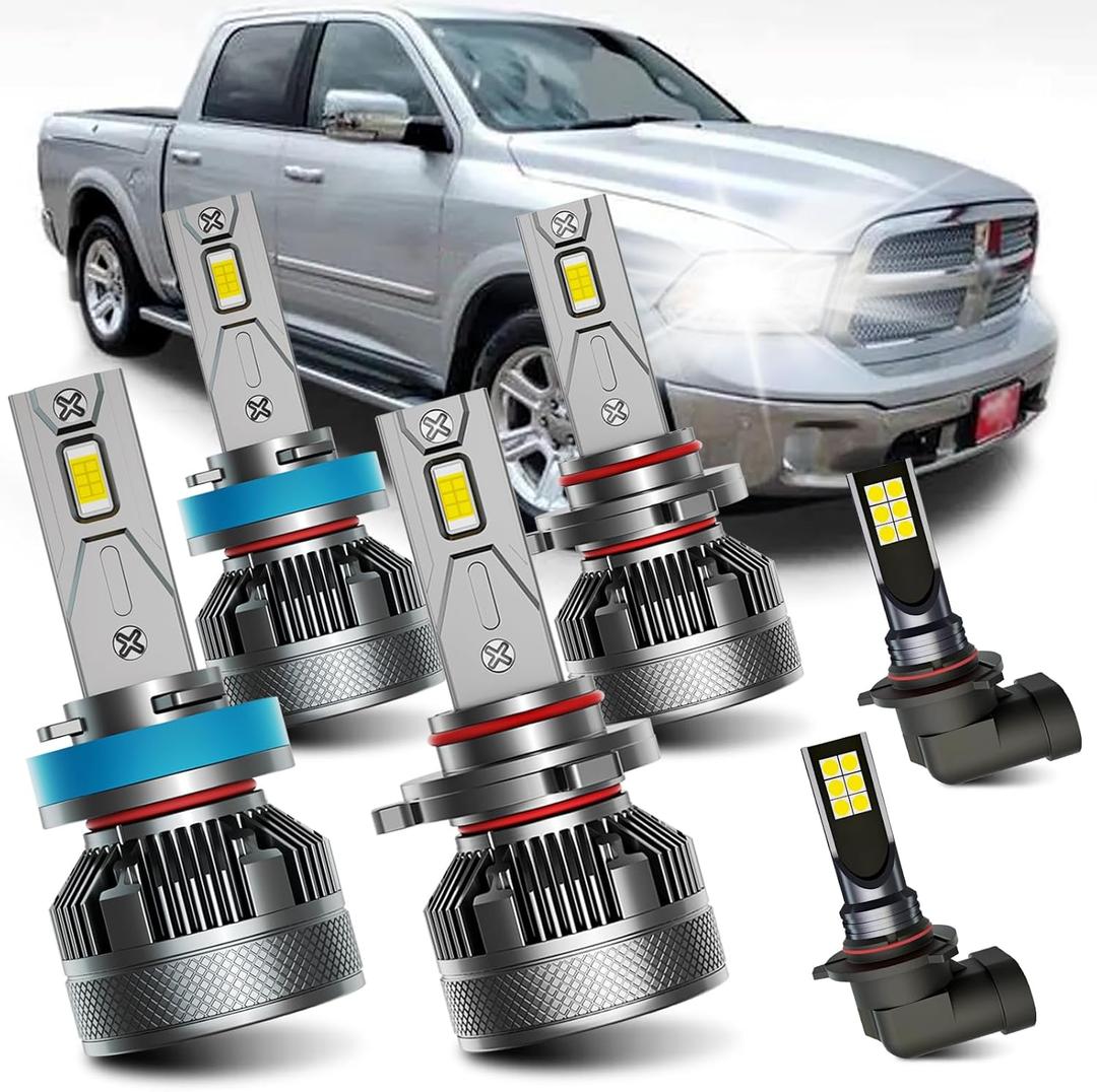 AWALITED Fits for 2013-2018 Dodge Ram 1500 2500 High Low Beam Fog Lights Bulbs Combo, 6000K White Plug-and-Play Super Bright Light Bulbs, Pack of 6