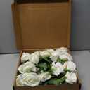 Serwalin 20PCS Artificial White Roses, 4'' Big Flower Head, Ivory Silk Roses, Velvet Fake Roses Bouquet Long Stem Roses for Home Decor Wedding and Table Centerpiece