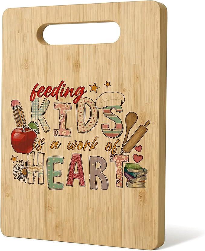 WNAGT Lunch Lady Appreciation Gifts Cutting Chopping Boards for Kitchen, Cafeteria Worker Gifts, School Cafeteria Appreciation Present, Lunch Lady Decorative Cutting Boards