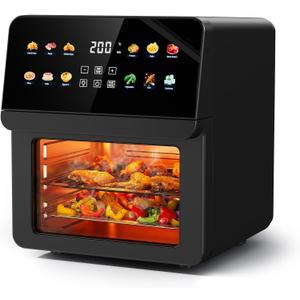 Ludatido 2026 Upgraded 12QT Air Fryer Oven, 8-in-1 Toaster Oven Combo, 8 Presets, Family Size Countertop Oven, 2 Baking Racks & Gloves, Roast Bake Air Fry, Easy to Clean