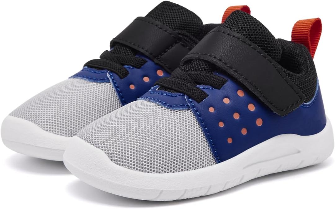 MORENDL Toddler Baby Shoes 0-4 Years Boy Girl Lightweight Breathable Non-Slip Sports Sneakers Running Walking Tennis Barefoot Shoes (Blue)