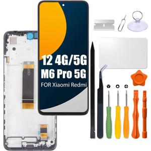 Screen for Xiaomi Redmi 12 | M6 Pro 5G LCD with Frame 23053RN02A | 23076RN4BI | 23076PC4BI Display Touch Digitizer Assembly Replacement with Repair kit