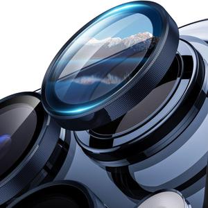 2 x Hoerrye for iPhone 15 Pro & iPhone 15 Pro Max Camera Lens Protector [3+1Pack] Case-Friendly Ultra-HD Glass Screen Protector [Military-Grade Drop Protection, Anti-Scratch] Removal tool, Blue