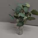 Zheart 2 Pack Small Fake Plants Eucalyptus PottedArtificial Eucalyptus Stems in Glass Vase with Faux Water for Shelf Desk Bathroom Farmhouse Room Office Coffee Table Kitchen Home Decor (Green)