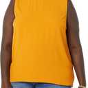 Amazon Essentials Women's Regular-Fit Sleeveless Layering Tank Top Crew Neck (Orange, M)