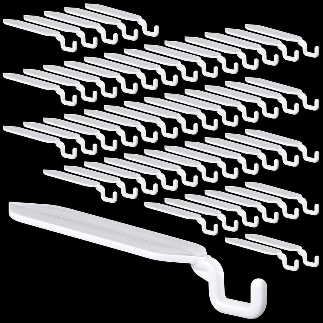 Yinkin 50 Pcs Flat 3" Light Hooks Plastic Hooks Christmas Light String Hanging Patio for Solid Insulated Aluminum String Hanging up to 4 Lbs