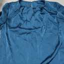 Blooming Jelly Women's Dressy Business Casual Blouses Silk Puff Sleeve Tops Summer Outfits V Neck Pleated Work Shirts 2025 (Blue) S