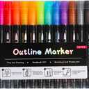 12/24/36/48 Colors Glitter Outline Markers - Shimmer Outline Pens for Card Making, Art Drawing, DIY Crafts, Christmas Greeting Cards & Gifts (12 Colors)
