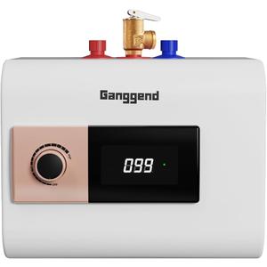 2.5 Gallon Electric Water Heater, 1500W 110V Mini Tank Under Sink Instant Hot Water Heater with Pressure Release Valve, Digital Display for Kitchen, RV, Laundry,Food Truck, Beige