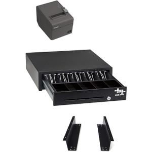Hardware Bundle for Square - Cash Drawer, Mounting Brackets, Thermal Receipt Printer [Compatible with Square Stand and Square Register]