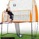 Portable Volleyball Training Equipment Net System, Volleyball Practice Net with Carrying Bag, Height Adjustable for Backyard Indoor Outdoor Hitting Serving Practice (orange)
