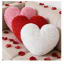 Cumule 3Pcs Valentine's Day Heart Pillows Plush Large Love Heart Pillows Red Ivory Pink Pillows for Valentines Day Living Room Bedroom Decor