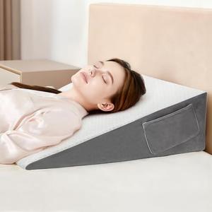 Vekkia 24" x 24" x 7.5" Bed Wedge Pillow for Sleeping – Triangle Pillow for Sleep Apnea, Acid Reflux, Snoring & Back Support, Washable Cover