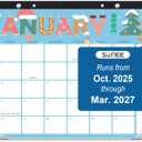 SUNEE 2026 Desk Calendar, 18 Months from Oct. 2025 to Mar. 2027, 17"x12" Academic 2026 Calendar for Home, School, or Office - 2026 Monthly Calendar with Note, Cute