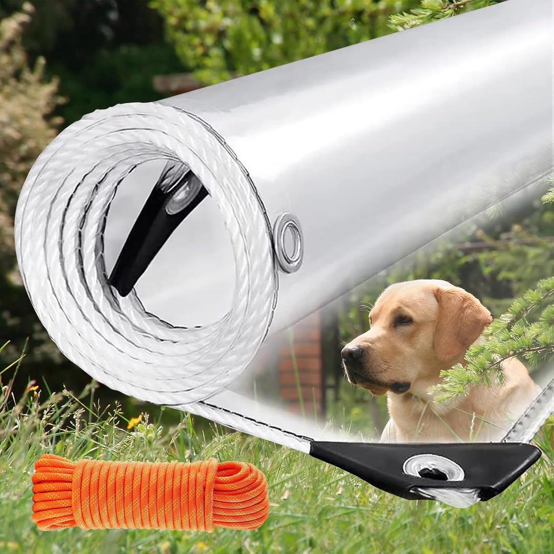 10X20FT Clear Tarps Heavy Duty Waterproof,Clear Vinyl Tarp with Grommets