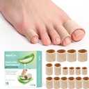 Welonove Toe Cushion Tube Sleeves, 16 Counts Soft Corn Pads Covers for Women Men Pain Relief, Toe Sleeve Protectors for Cushions Corns, Blisters, Calluses, Toes - Multi-Size, Beige