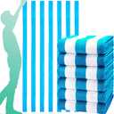 Genovega 6 Packs Oversized 72X40 Inch Stripe Beach Towel Thin Terry Set Extra Large XL Big Clearance Towels Swim Pool Travel Absorbent Soft Accessories Essentials Camping Adults Men Women Gift Blue