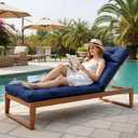 Outdoor Chaise Lounge Chair Cushions Waterproof Printing Lounge Chairs Cushion with Ties Long Cushions Replacement for Indoor Outdoor Furniture,75 x 24 x 3.9, 74.8x23.6x3.9in