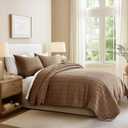 EVERGRACEHOME 100% Cotton Box Stitch Quilt Bedding Set Queen Size 3 Pieces, Garment-Washed Lightweight Soft Cozy Coverlet, Quilted Bedspread Sets with 2 Shams for All Season, Sienna Brown | Box Stitch Design, 100% Cotton, Soft, Oversized, Pre Washed, Oeko-Tex Certified