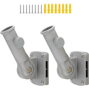 NQ Flag Pole Holder Adjustable, Flag Pole Bracket for Outside House Heavy Duty Aluminum, Multi-Position Flag Pole Mounting Bracket Rust Free with Hardwares, 1" Inner Diameter (Silver- 2 Pack)