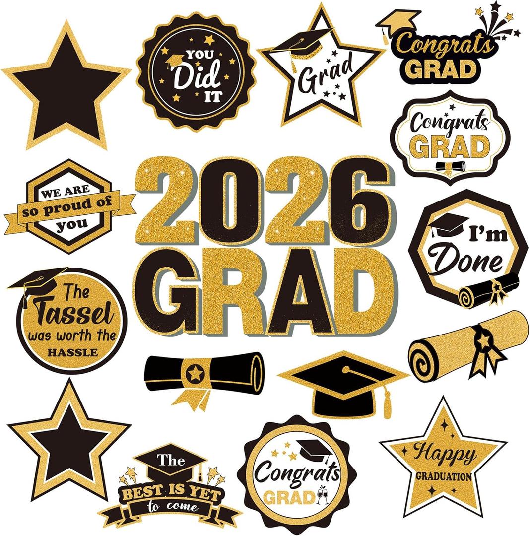 Fabbay 16 Pcs Graduation Magnets 2026 We are So Proud of You Graduation Car Magnets Congrats Grad Cap Stickers for Refrigerator Garage Cruise Door Magnetic Decorations