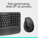 Logitech Wave Keys & Lift Vertical Mouse - Ergonomic Wireless Keyboard and Mouse Combo - with Cushioned Palm Rest, Easy-Switch, Bluetooth, for Multi-OS, Windows/Mac - Graphite