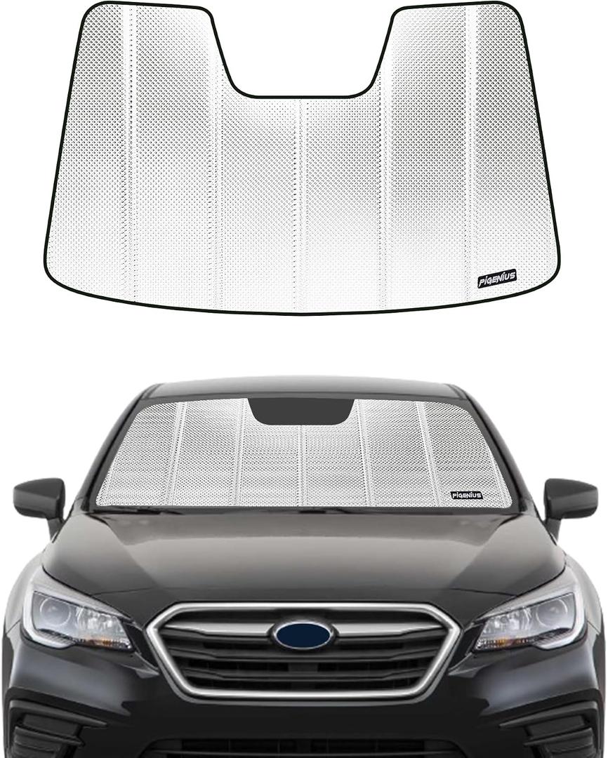 Pigenius Windshield Sun Shade for Subaru Legacy/Outback 2015-2019 with Eyesight Driver Assist. Reflective Aluminum Film Front Window Sunshade - BLAZBLOCK