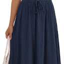 PRETTYGARDEN 2 Piece Sets for Women Summer Outfits 2026 Fashion Cotton Sleeveless Crop Top Long Maxi Skirt Set with Pockets L