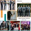 Men's Slim Fit 3 Piece Suit Two Button Business Wedding Dress Tux Suit Set Jacket Vest Pants with Tie (Black, S)